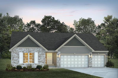 Elevation B with Brick. 3br New Home in Dardenne Prairie, MO