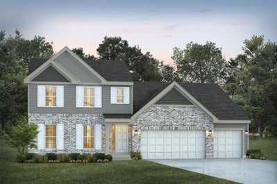 Elevation B with Brick. 2,572sf New Home in St. Charles, MO