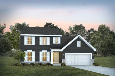 Elevation A with Brick. Sienna Home with 3 Bedrooms
