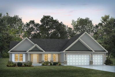 Elevation C with Stone. Waverly New Home in Dardenne Prairie, MO
