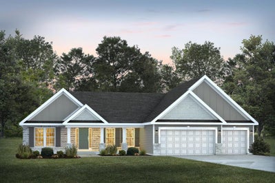 Elevation D with Brick & Stone. 2,387sf New Home in Dardenne Prairie, MO