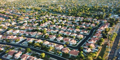 Overhead View of a Suburban Community